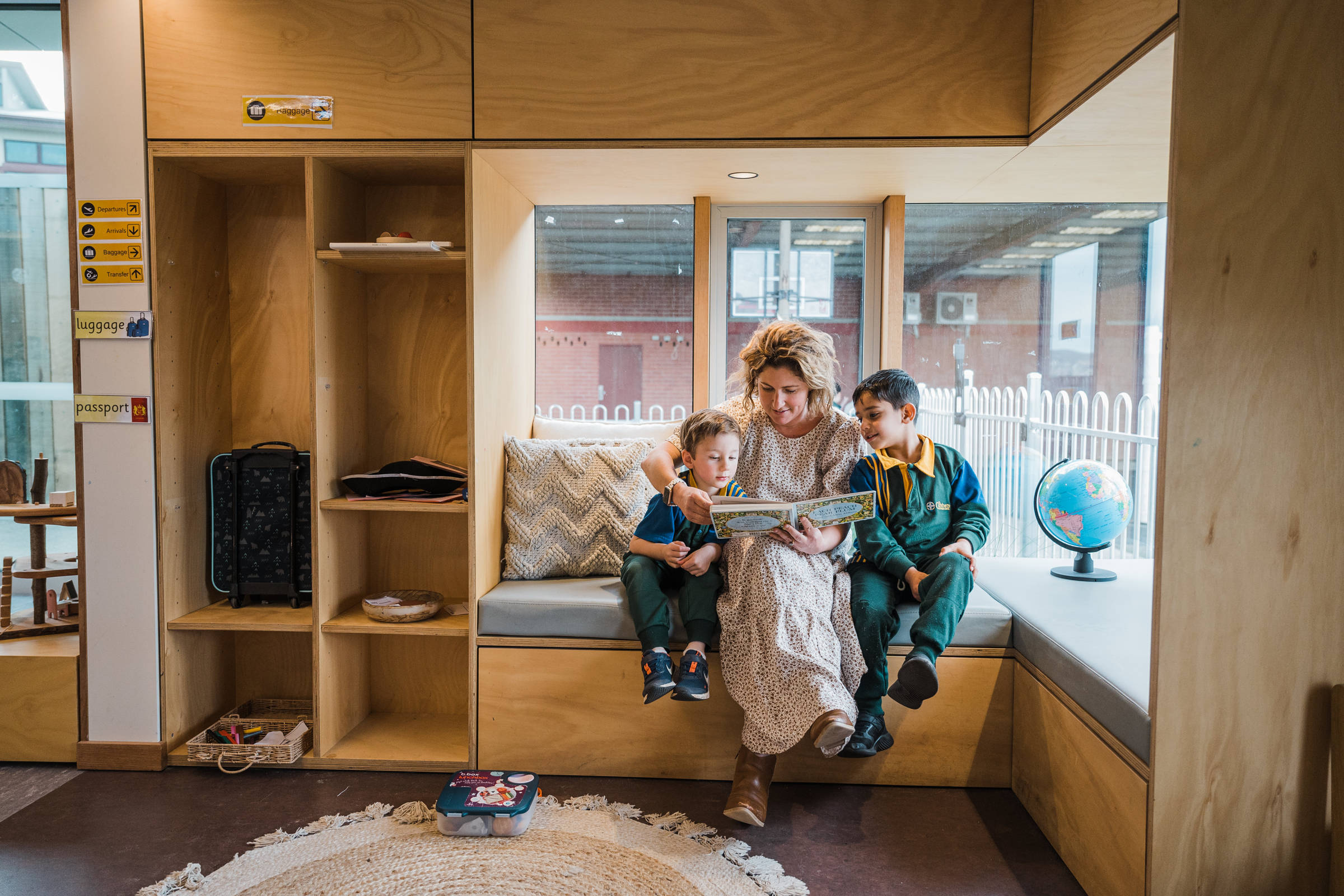 St Cuthbert’s Early Years – Catholic Education Tasmania: Timber lined alcove spaces and window nooks create a contrasting scale for small group play and activities. Photo supplied by St Cuthbert’s. Photo by St Cuthbert’s.