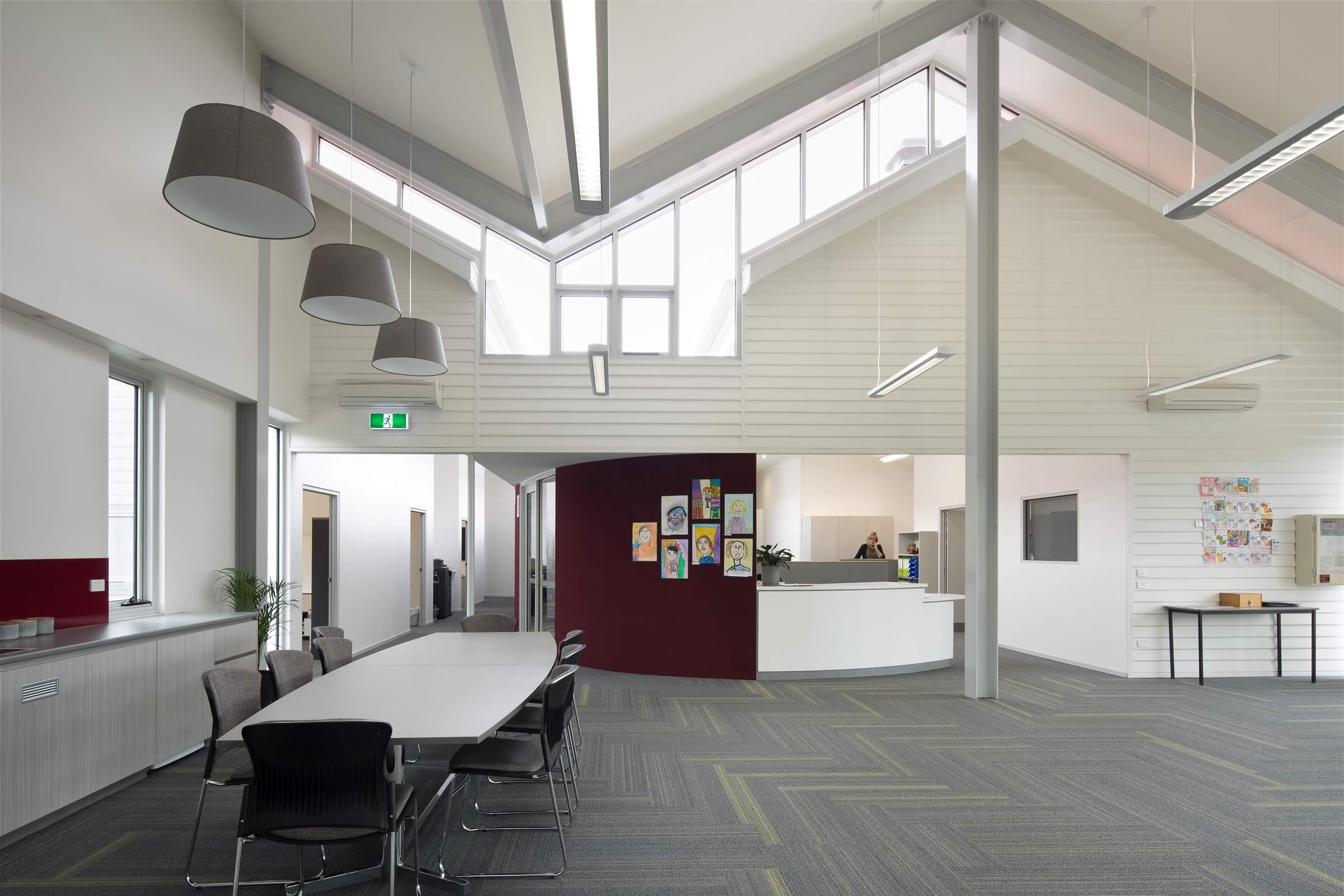 The light, welcoming Glenorchy Primary School administration area reflects our non-institutional, inclusive and respectful design approach, and establishes a sense of community worth and pride. Photo by Thomas Ryan.
