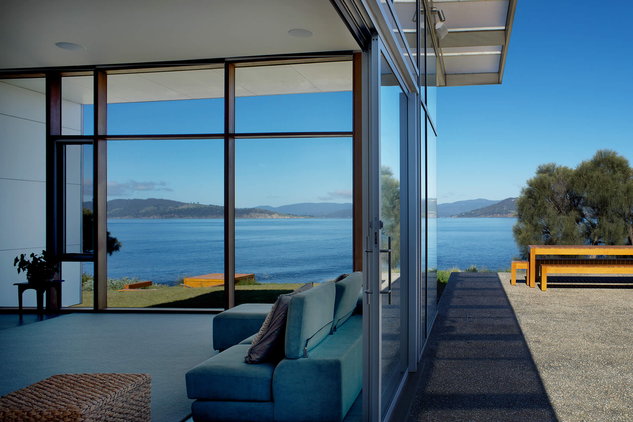 Johns Point residence, South Arm, Tasmania: The design incorporates breathtaking views, an easy indoor-outdoor relationship, flexible use, universal access, passive solar thermal comfort and sustainable energy efficiencies. Photo by Ray Joyce.